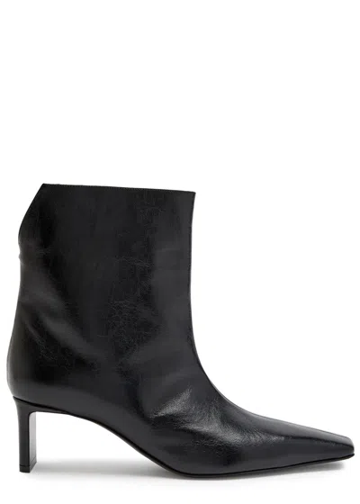 Khaite Ona 55 Leather Ankle Boots In Black
