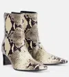 Khaite Ona Ankle Boot Natural Python-embossed Leather In Multicoloured