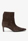 Khaite Brown Ona Ankle Boots In Black