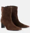 Khaite Ona 55 Suede Ankle Boots In Braun