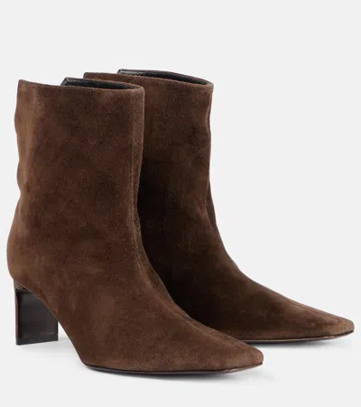 Khaite Ona 55 Suede Ankle Boots In Braun