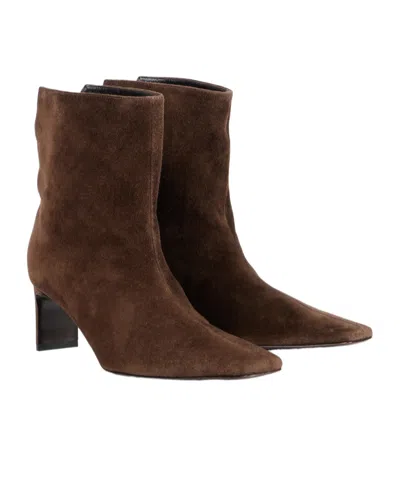 Khaite Ona 55 Suede Ankle Boots In Brown