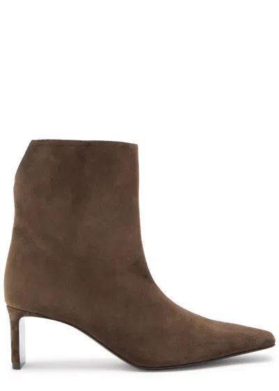 Khaite Ona 55 Suede Ankle Boots In Brown