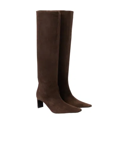 Khaite Ona 55 Suede Knee-high Boots In Multi