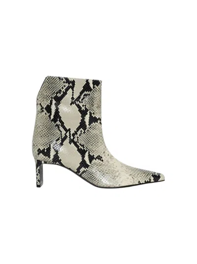 Khaite Ona Ankle Boot Natural Python-embossed Leather In Neutrals