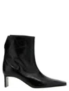 Khaite Ona Leather Stiletto Ankle Boots In Black