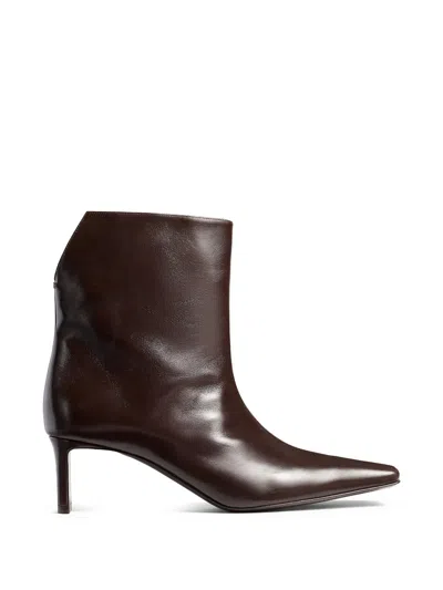Khaite Ona 55 Leather Ankle Boots In Brown