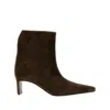 Khaite Brown Square Toe Boots In Multi