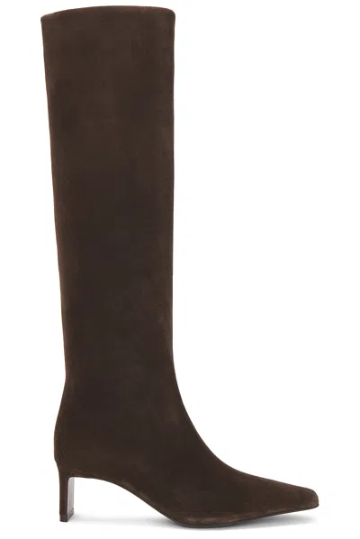Khaite Ona Suede Stiletto Knee Boots In Ebano