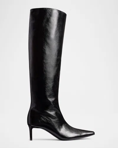 Khaite Ona Knee-high Leather Boots In Black