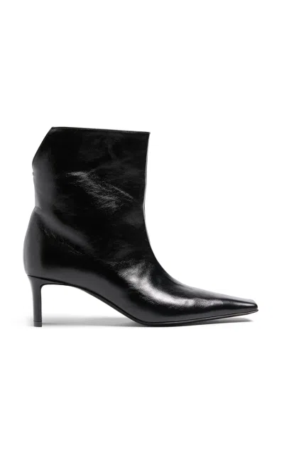 Khaite Ona Leather Ankle Boots In Black