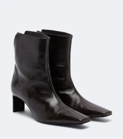 Khaite Ona Leather Ankle Boots In Chocolate