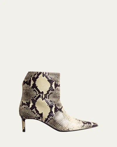 KHAITE ONA PYTHON-EMBOSSED STILETTO ANKLE BOOTS