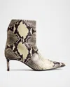 Khaite Ona Ankle Boot Natural Python-embossed Leather In Natural