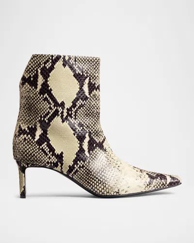 KHAITE ONA PYTHON-EMBOSSED STILETTO ANKLE BOOTS