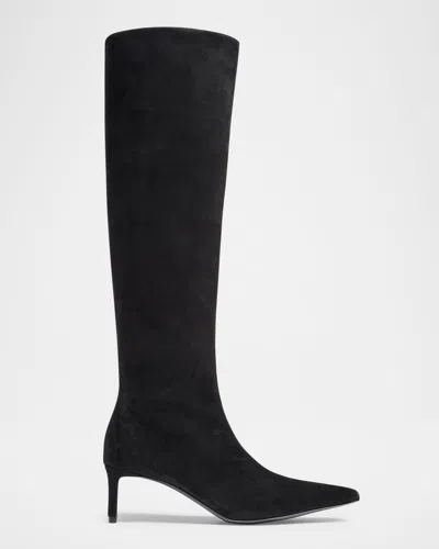Khaite Ona Suede Knee-high Boots In Black