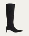 Khaite Ona Suede Knee-high Boots In Black