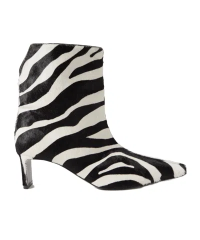 Khaite Ona Zebra-print Calf Hair Ankle Boots In Black