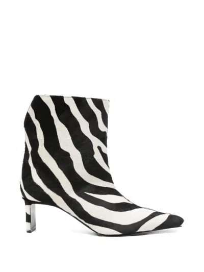 Khaite Ona Zebra-print Calf Hair Ankle Boots In Black