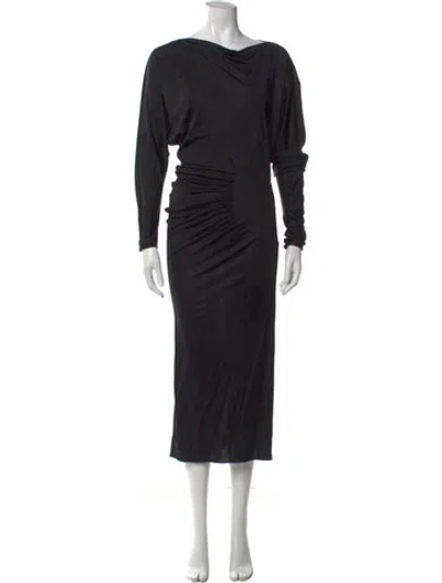 Pre-owned Khaite One-shoulder Midi Length Dress In Black