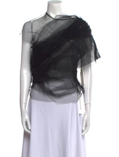 Pre-owned Khaite One-shoulder Short Sleeve Blouse W/ Tags In Black