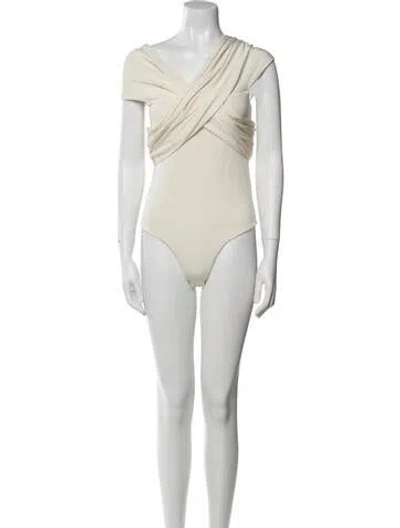 Pre-owned Khaite One-shoulder Short Sleeve Bodysuit W/ Tags In Neutral