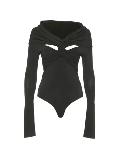 Pre-owned Khaite Open Back Twist Bodysuit In Black