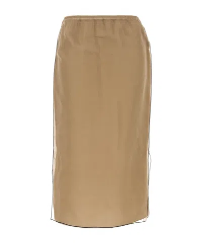 Khaite Organza Midi Skirt In Brown