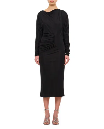 Khaite Womens Black Oron Ruched Jersey Maxi Dress