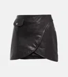 Khaite Otis Asymmetric Textured-leather Mini Wrap Skirt In Black