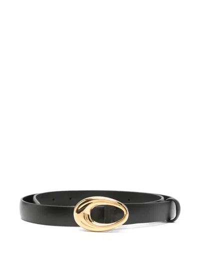 Khaite Oval-buckle Leather Belt In Black