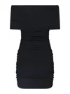 Khaite Over-the-shoulder Ruched Midi Dress In Black