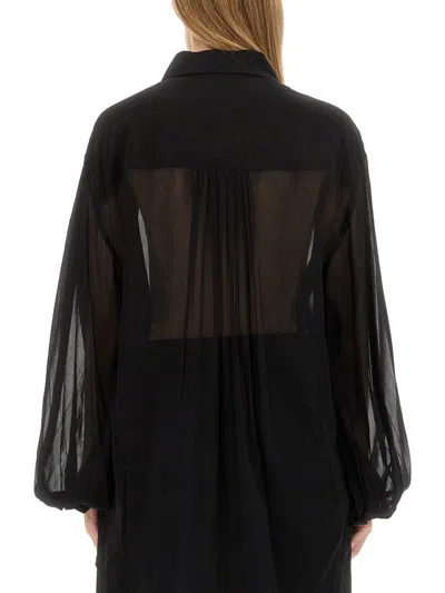 Khaite Oversize Cotton Silk Shirt In Black