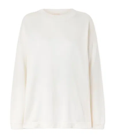 Khaite Oversized Crew Neck Long-sleeve Top In White
