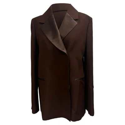 Khaite Oversized Johnson Blazer In Brown Viscose