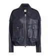 Khaite Oversized Owey Leather Jacket In Blue