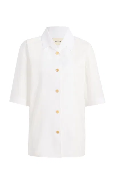 Khaite Owen Oversized Cotton Shirt In White