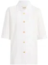 Khaite Owen Oversized Button Down Top In Weiss