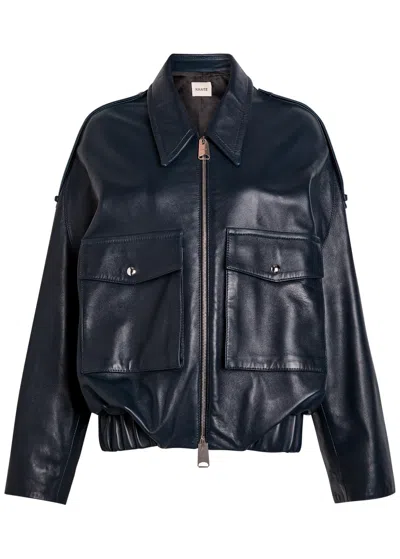 Khaite Oweny Leather Jacket In Blue