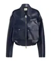 Khaite Oversized Owey Leather Jacket In Blue