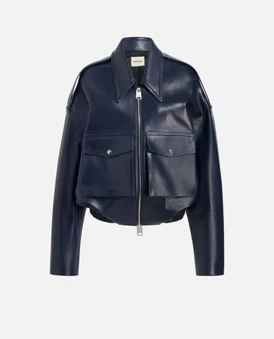 Khaite Owey Leather Jacket In Blue