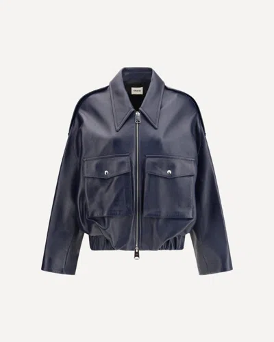 Khaite Owey Leather Jacket In Blue