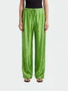 Khaite Palazzo Trousers In Viscose With Drawstring In Green