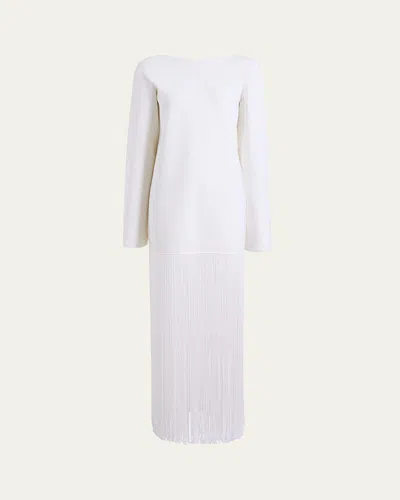 KHAITE PALEY LONG-SLEEVE FRINGE BACKLESS MAXI DRESS