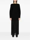 Khaite Paley Long-sleeve Fringe Backless Maxi Dress In Black