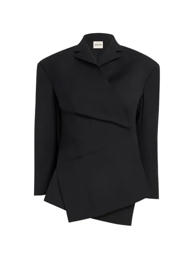 Khaite Palto Asymmetric Layered Jacket In Black