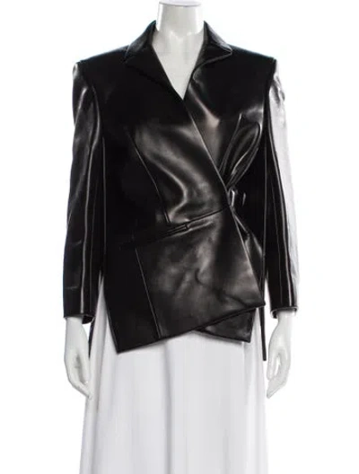 Pre-owned Khaite Palto Jacket Leather Biker Jacket W/ Tags In Black