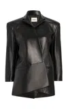Khaite Palto Plonge Leather Wrap Jacket In Black