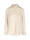 Shop Khaite Panna Silk Shirt With Classic Collar And Curved Hem