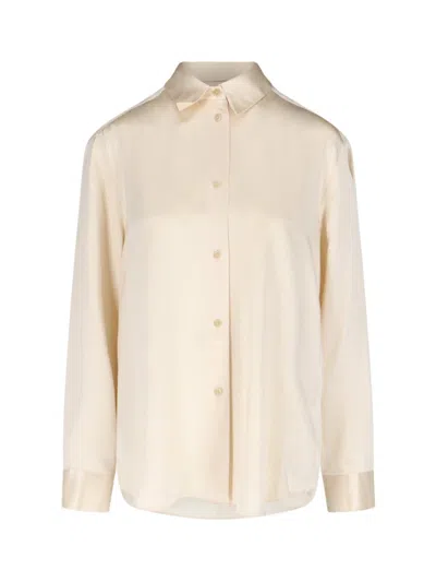 Khaite Panna Silk Shirt With Classic Collar And Curved Hem